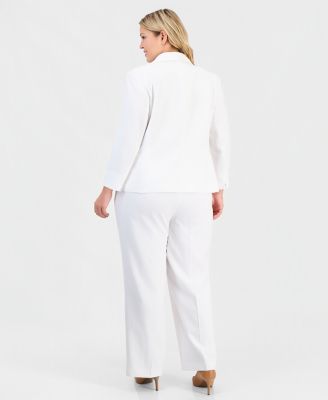 Plus Size One-Button 3/4-Sleeve Pantsuit