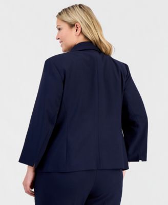 Plus Size One-Button 3/4-Sleeve 2 Piece Pantsuit