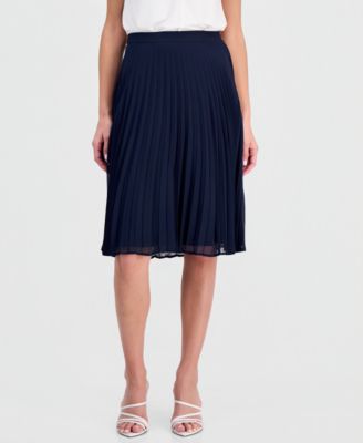 Women's Solid-Color Pleated Chiffon Midi Skirt