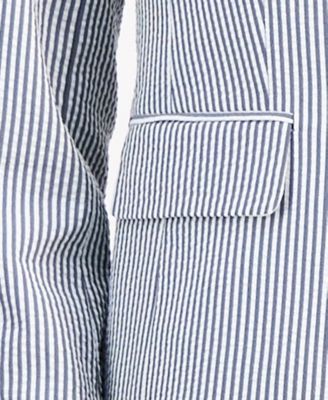 Women's Long-Sleeve Seersucker 2 Piece Pantsuit