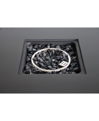 30 Inch W 25 Inch H Steel Outdoor Fire Pit Table with Lid Smoked Glass Top Push Button Ignition Propane Natural Gas