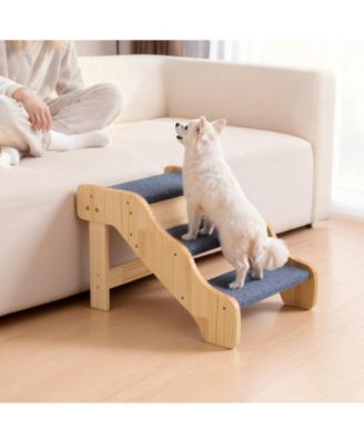 3-Step Wooden Pet Stairs for High Beds, Sofa, or Car, Non-Slip Surface, 150 lb Capacity