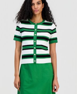 Women's Short-Sleeve Ribbed Cardigan