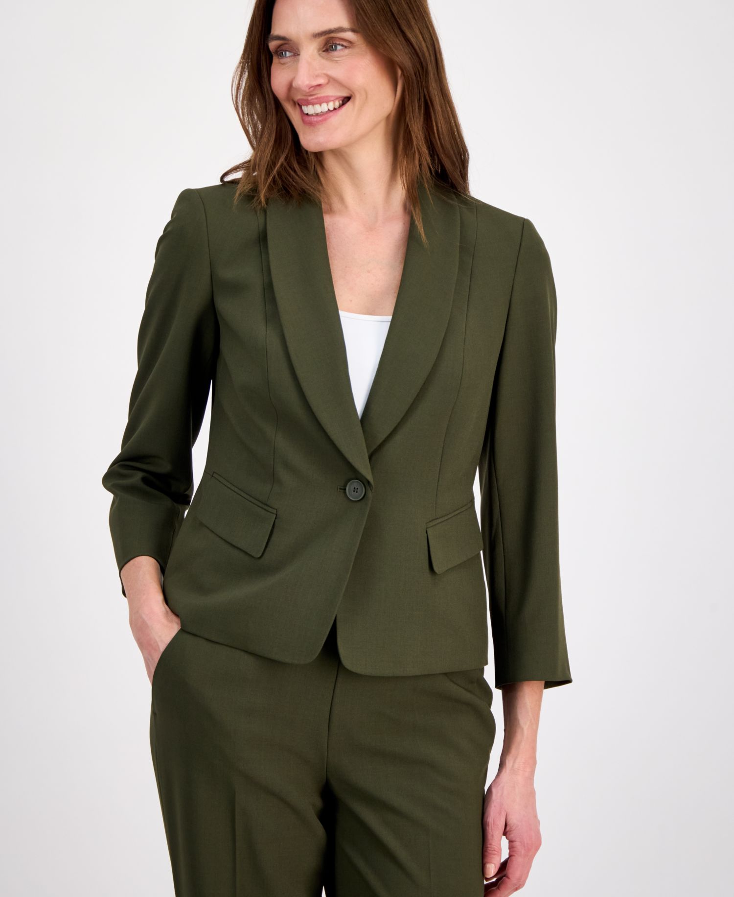 Women's One-Button 3/4-Sleeve 2 Piece Pantsuit