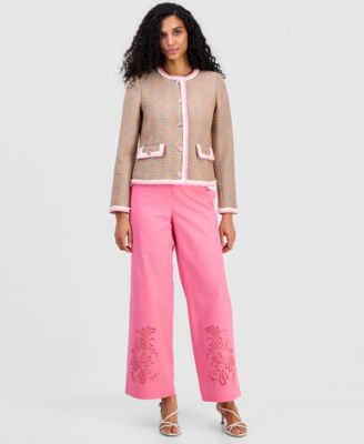 Women's Braided-Trim Crewneck Jacket