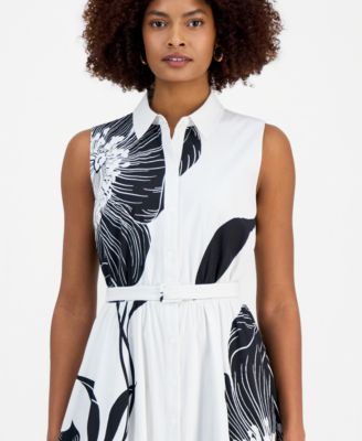 Women's Sleeveless Belted Fit & Flare Dress