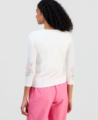 Women's Pointelle V-Neck Cardigan