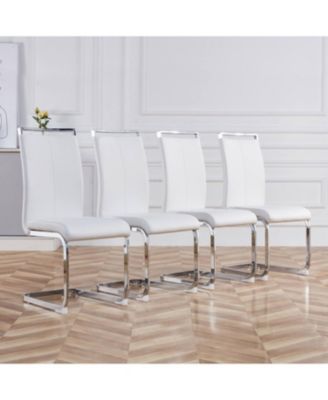 PU Leather Dining Chairs - Set of 4 - White