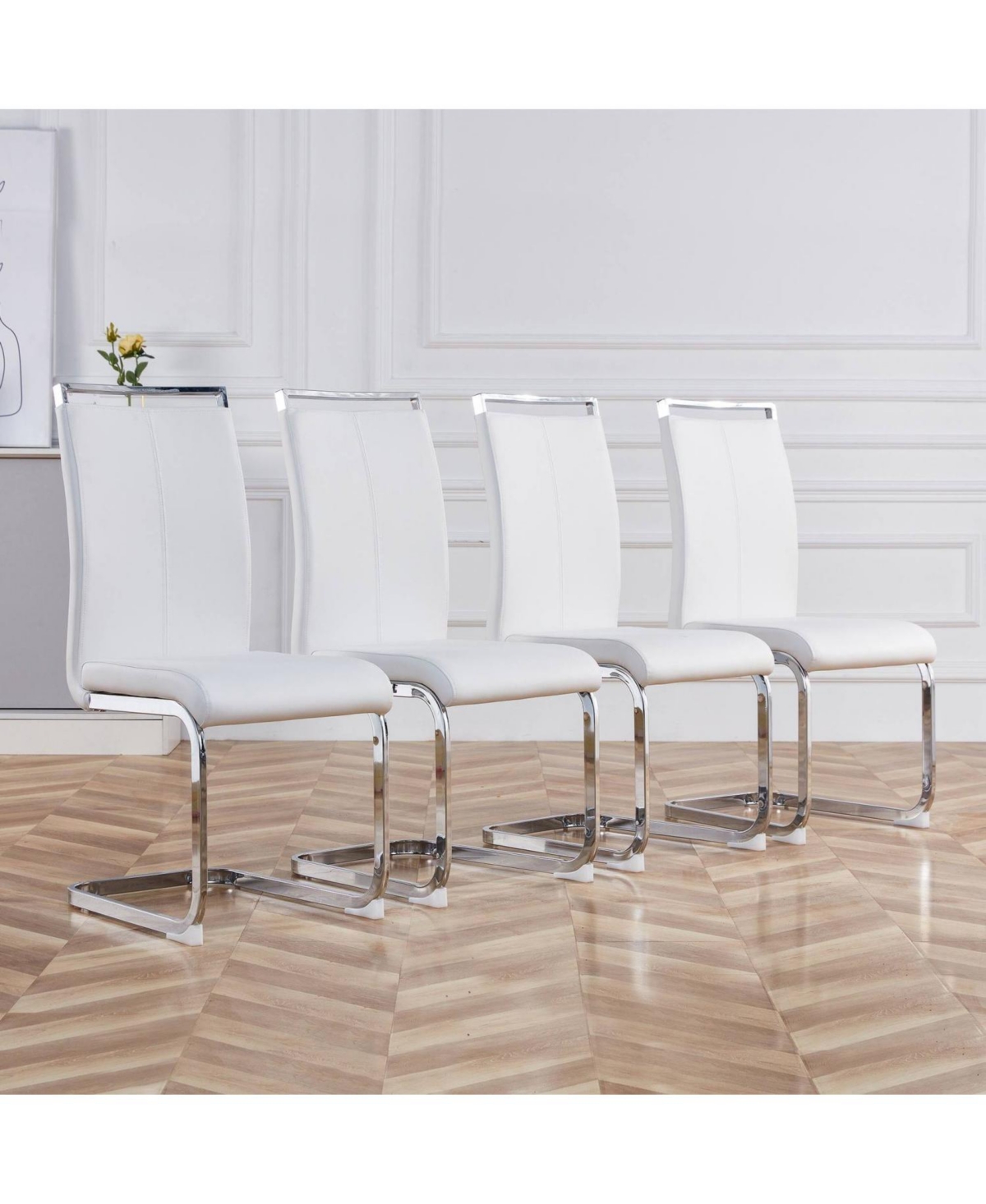 Streamdale Furniture Pu Leather Dining Chairs - Set of 4 - White