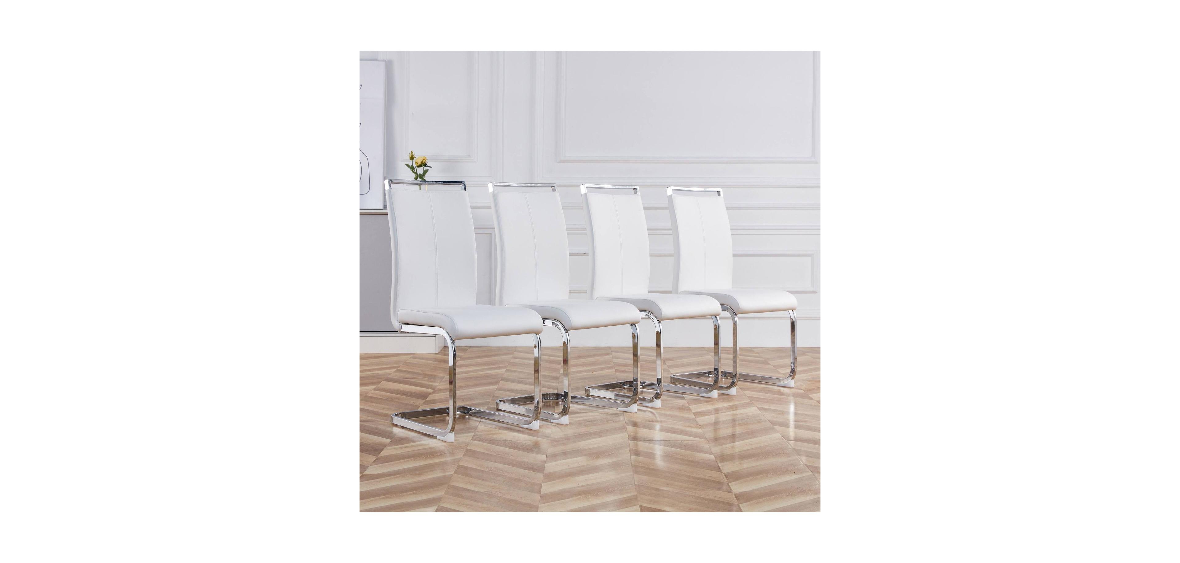 Streamdale Furniture Pu Leather Dining Chairs - Set of 4 - White