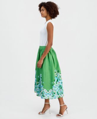 Women's Placed Floral Midi Skirt
