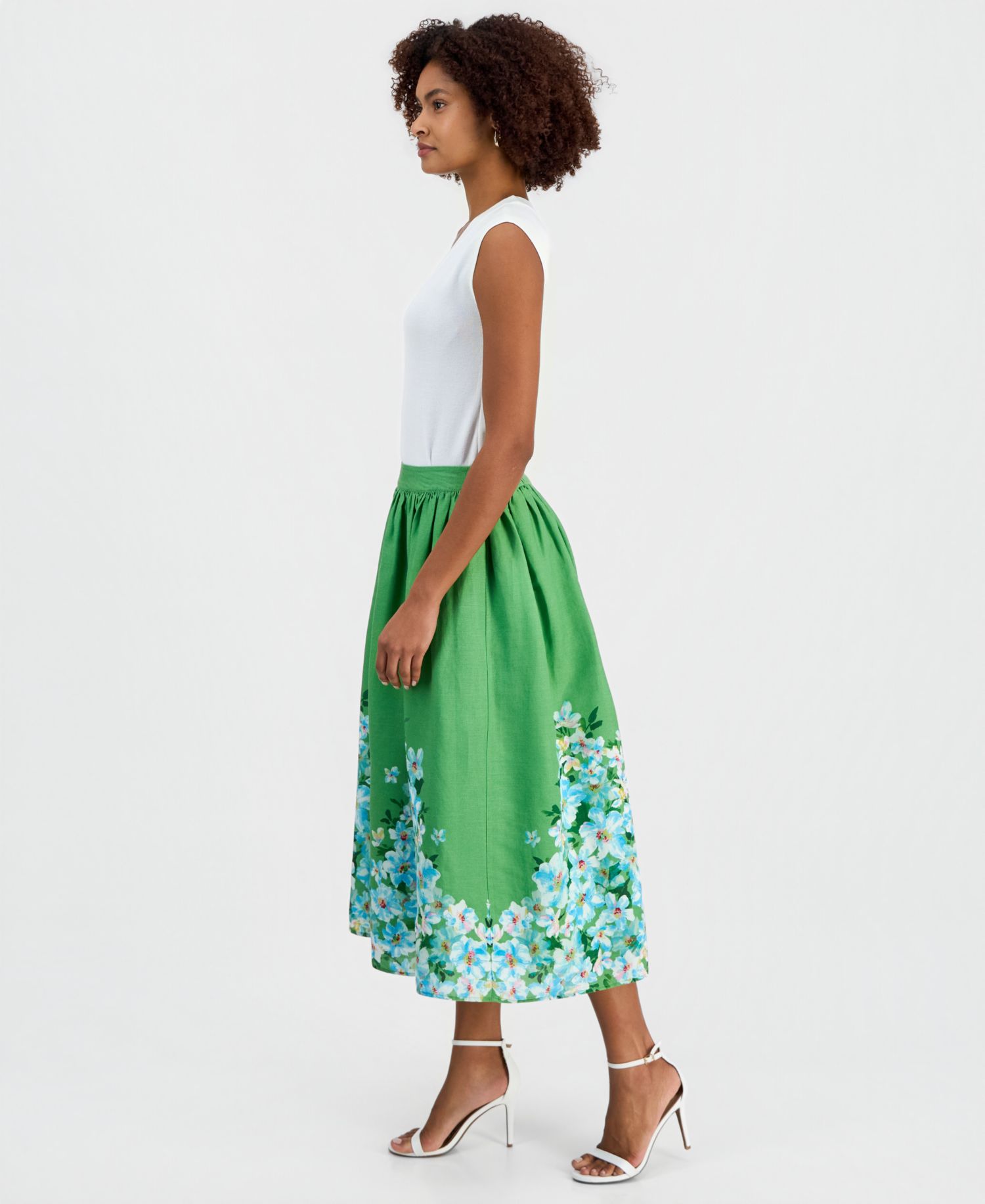 Women's Placed Floral Midi Skirt