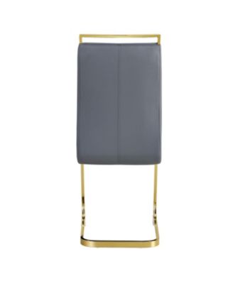 Modern Gray PU Leather Dining Chairs (Set of 2)