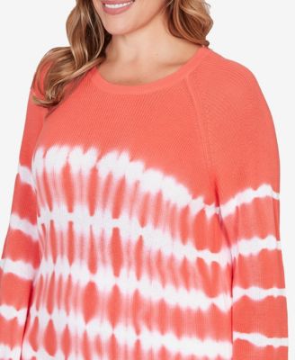 Plus Size Tie Dye Cotton Raglan Sweater