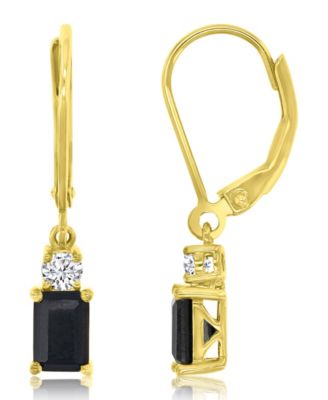 Onyx (1.22 ct. t.w.) and White Topaz (0.26 ct. t.w.) Dangling Earrings in 14k Yellow Gold