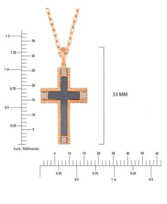 Onyx and Diamond (0.048 ct. t.w.) Cross Necklace in 10k Rose Gold
