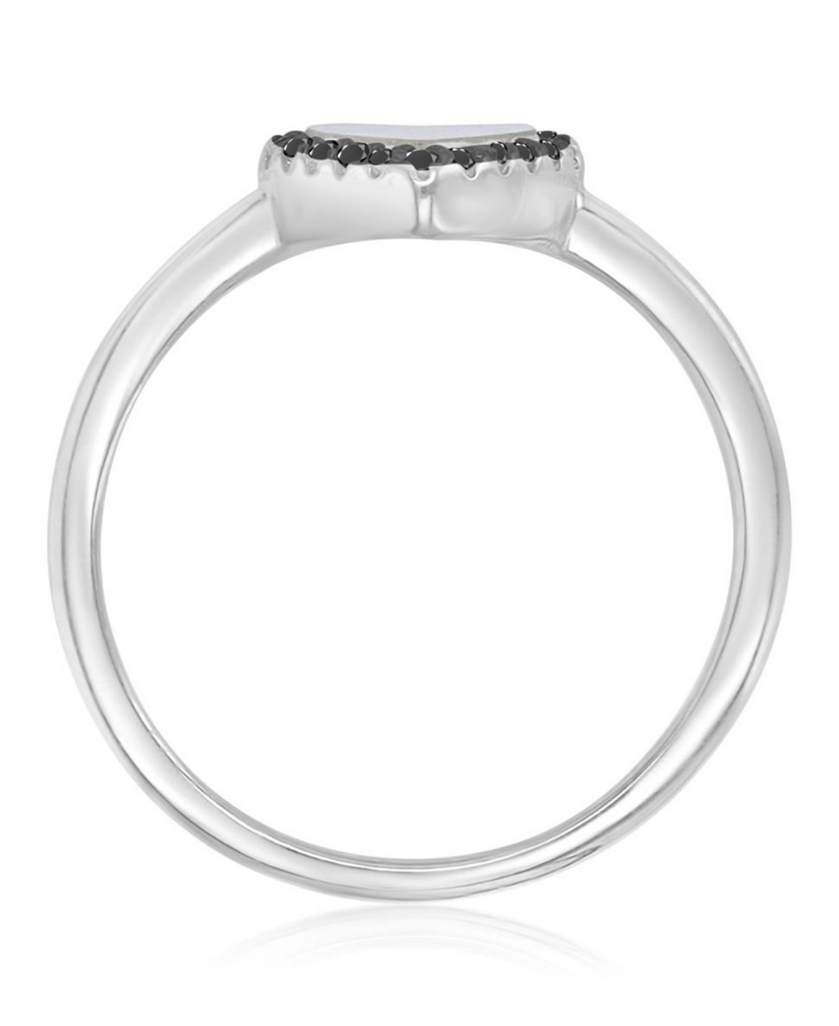 Macy's Black Spinel (0.14 ct. t.w.) and Imitation Pearl Heart Ring