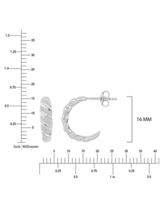 Cubic Zirconia (0.36 ct. t.w.) Rhodium Over Sterling Silver Twisted Hoop Earrings
