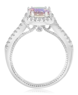 Aurora Borealis (6.12 ct. t.w.) and Cubic Zirconia Cushion (6.13 ct. t.w.) Cut Halo Ring