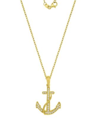 Diamond (0.098 ct. t.w.) Anchor Necklace in 10k Yellow Gold