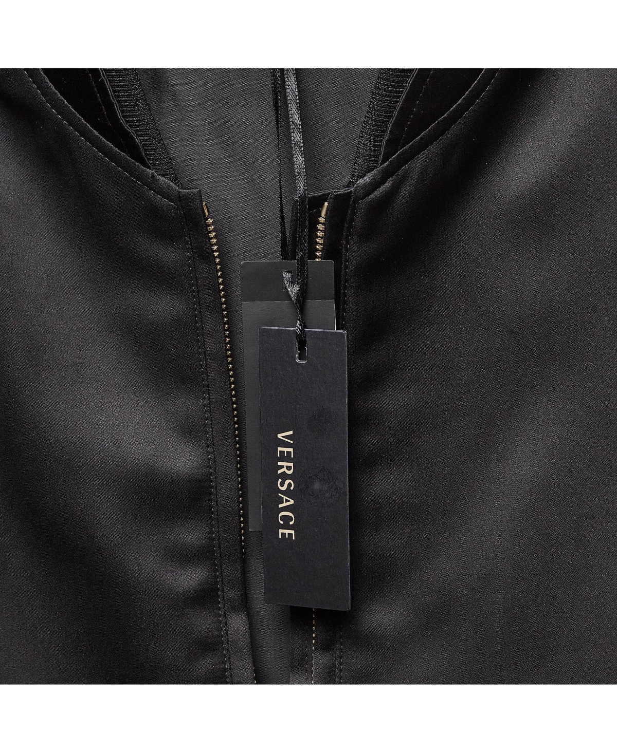 Pre-Owned Versace Women's Black Medusa Embroidered Satin Bomber Jacket