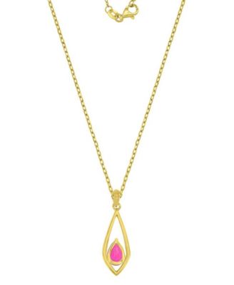 Diamond (0.042 ct. t.w.) & Ruby (0.75 ct. t.w.) Pendant Necklace in 10k Yellow Gold