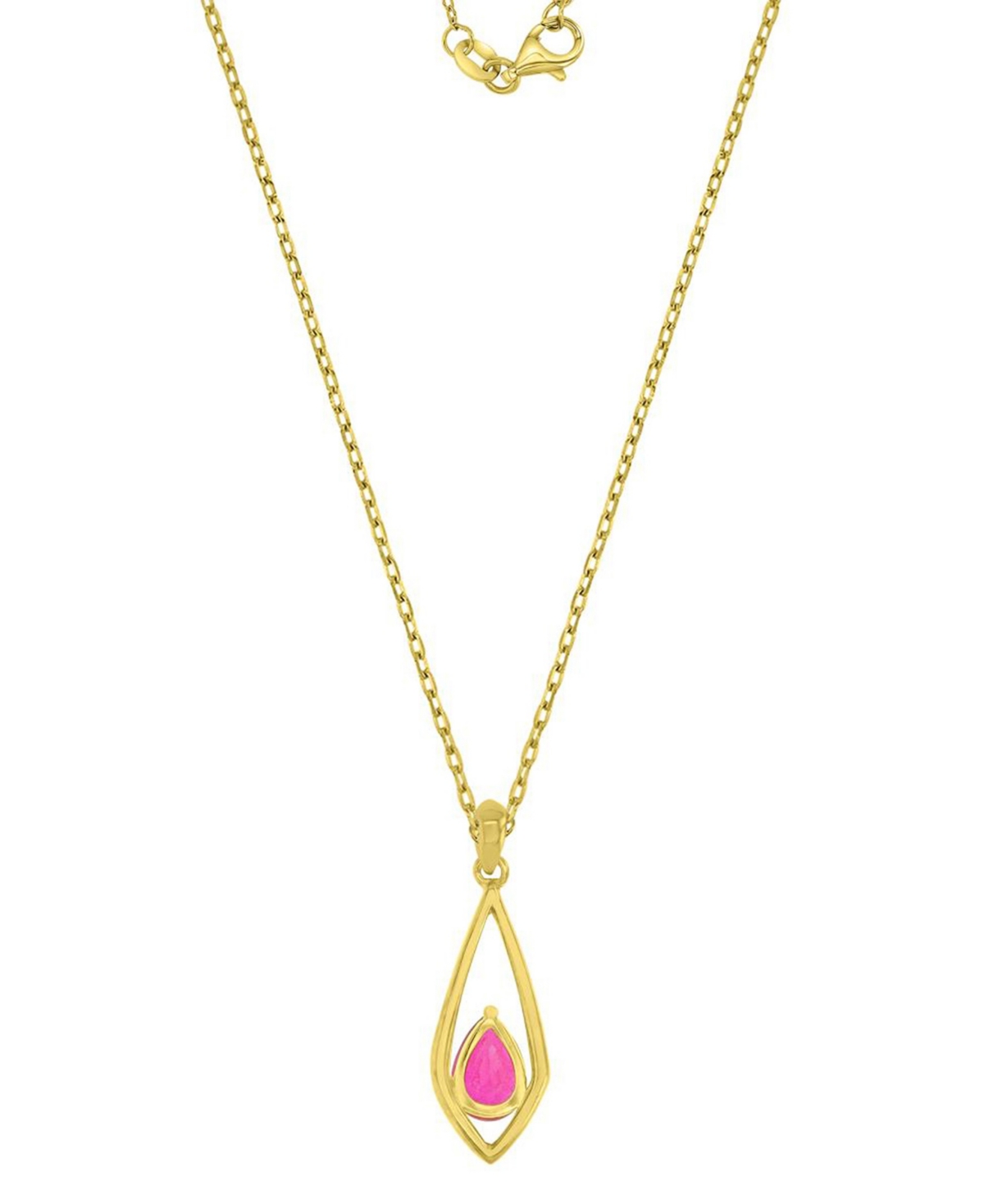 Macy's Diamond (0.042 ct. t.w.) & Ruby (0.75 ct. t.w.) Pendant Necklace in 10k Yellow Gold