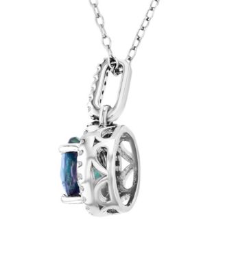 Diamond (0.15 ct. t.w.) and Mystic Green Halo Necklace