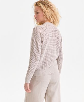 Women's Linen Blend Zip Bomber Cardigan Sweater