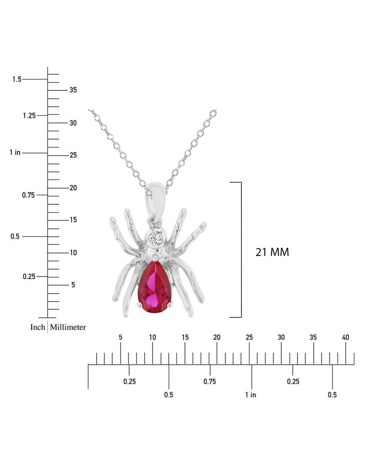 Macy's Ruby (1 ct. t.w.) & White Sapphire (0.05 ct. t.w.) Spider Necklace in Rhodium Over Sterling Silver
