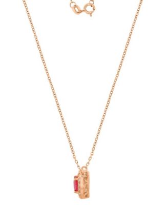 Ruby (0.65 ct. t.w.) & Diamond (0.08 ct. t.w.) Cushion Necklace 14k Rose Gold