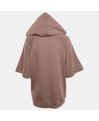 Women's Pink Cotton Hooded Zip-Up Oversized Jacket