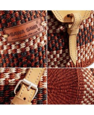 Life Damier Pattern Handwoven Sisal Straw Crossbody Shoulder Bag