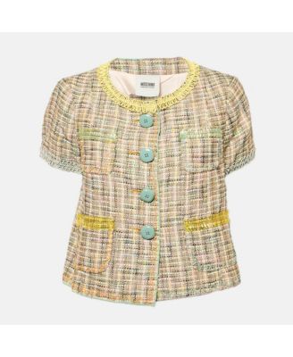 Women's Cheap And Chic Multicolor Tweed Short Sleeve Jacket