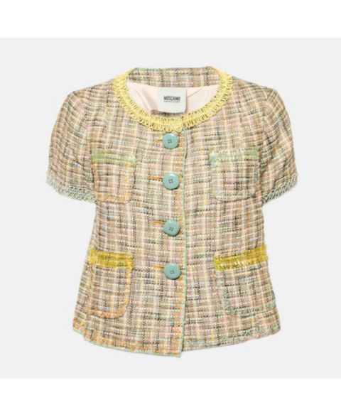 Женские куртки Pre-Owned Moschino Women's Cheap And Chic Multicolor Tweed Short Sleeve Jacket