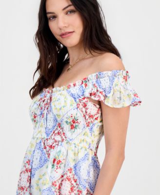 Juniors' Cotton Flutter-Sleeve Midi Dress