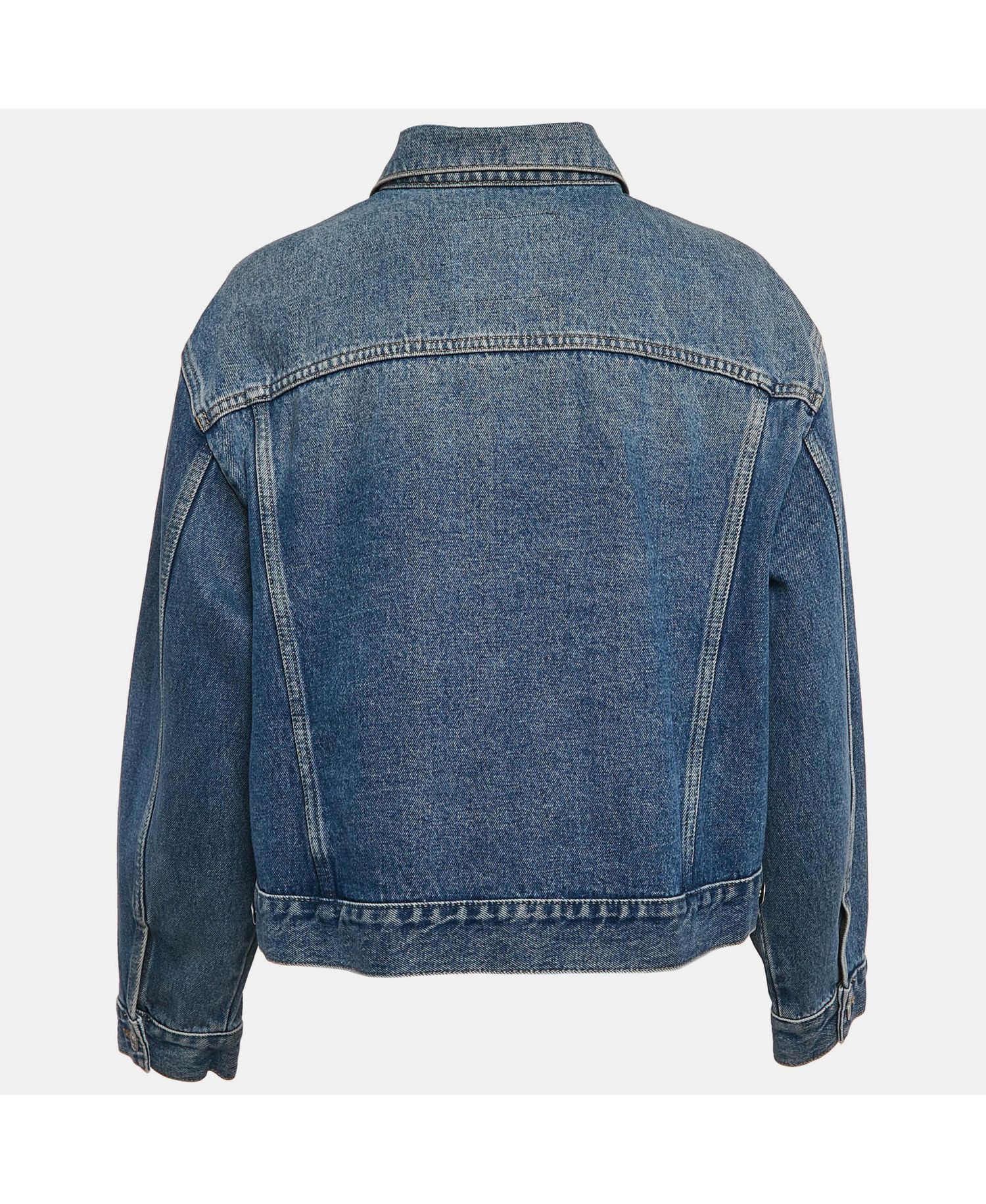 Women's Blue Denim Dart Detail Button Front Jacket