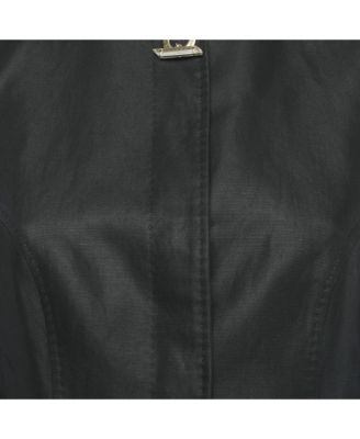 Women's Black Cotton Blend Button Front Jacket