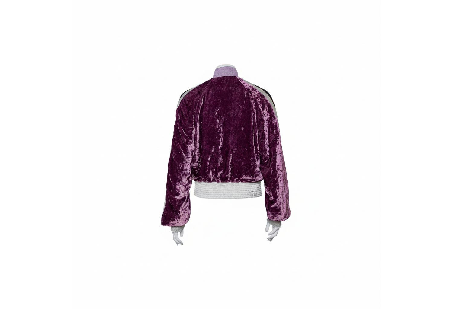 Women's Purple Crushed Velvet Zipper Front Bomber Jacket