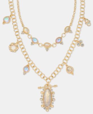 Two-Row Stone Pendant Necklace