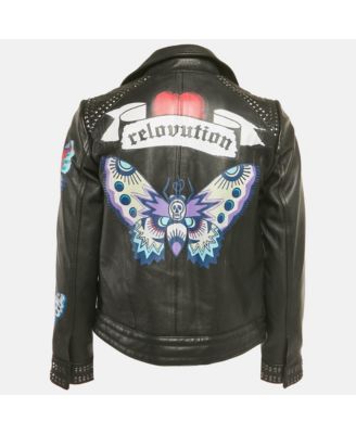 Women's Black Studded Leather Kawai Biker Jacket