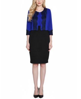 Petite Lace-Detail 2 Piece Textured Knit Dress Set