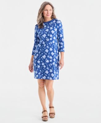 Women's Printed Boat-Neck Knit Dress