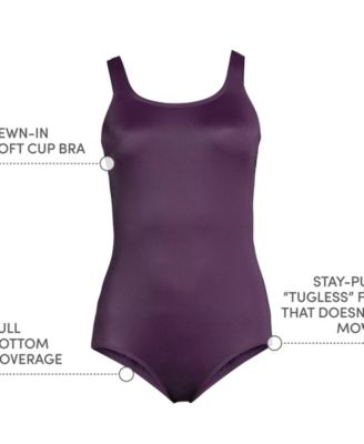 Women's Long Chlorine Resistant Soft Cup Tugless Sporty One Piece Swimsuit