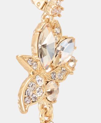 Crystal Flower Double Drop Earrings