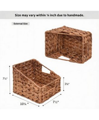 Handmade Trapezoid Wicker Baskets with Handles - 2-Pack