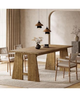 70.87" Dining Table for 6-8, Solid Wood Rectangle Kitchen Table with Heavy-Duty Legs, Modern Kitchen and Dining Room Furniture