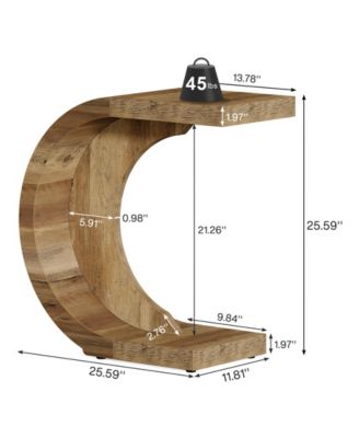 C-Shaped End Table Set of 2, Side Table for Couch Sofa Living Room Bedroom Small Space, Nightstand