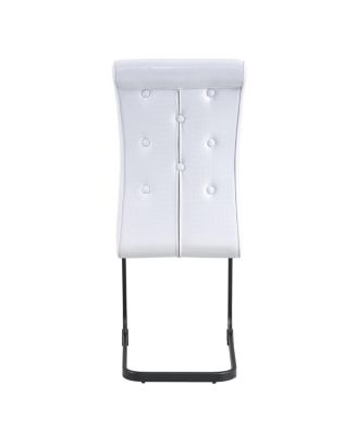 Set of 2 Retro Alligator Upholstered Dining Chairs with Crystal Buckle