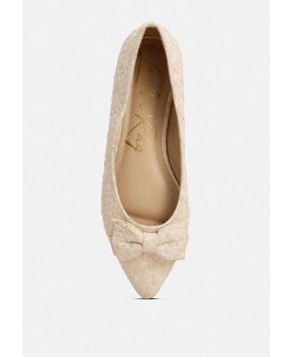 Womens cicely jacquard bow embellished ballet flats